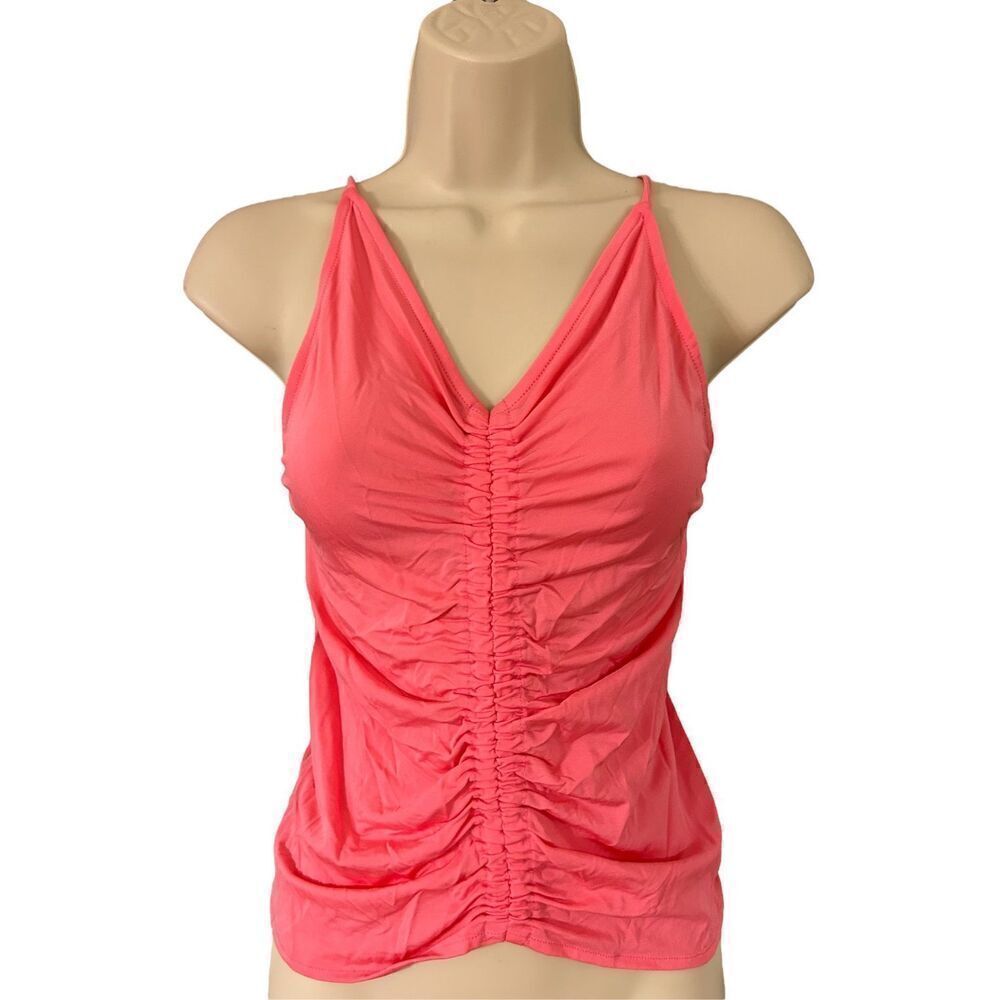 H&M Women Top XS Hot Pink Viscose Blend Sleeveless Draped Camisole Fit Tank